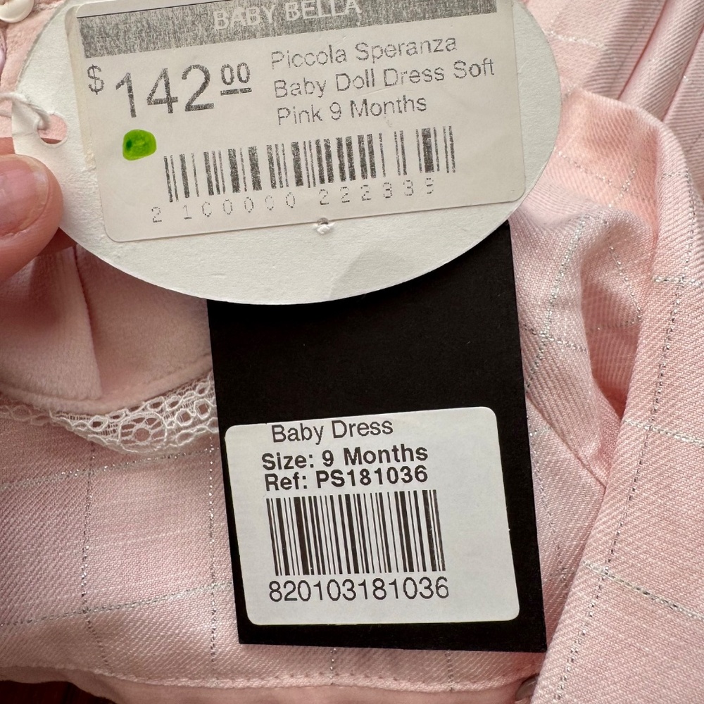 NWT Piccola Speranza Baby Doll Dress Soft Pink Girls Size 9 Months H - Picture 9 of 9
